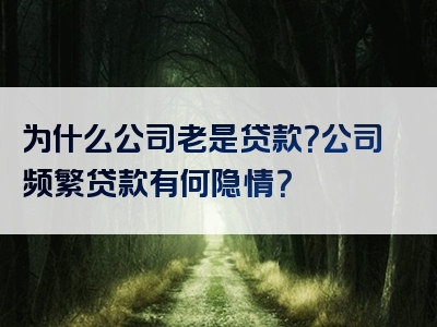 为什么公司老是贷款？公司频繁贷款有何隐情？