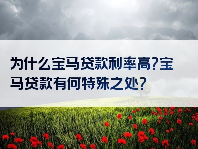 为什么宝马贷款利率高？宝马贷款有何特殊之处？