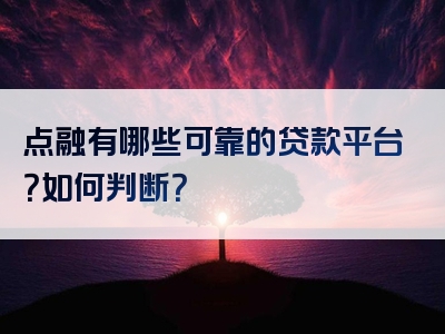 点融有哪些可靠的贷款平台？如何判断？