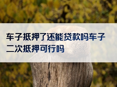 车子抵押了还能贷款吗车子二次抵押可行吗