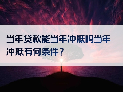 当年贷款能当年冲抵吗当年冲抵有何条件？