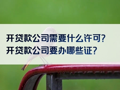 开贷款公司需要什么许可？开贷款公司要办哪些证？