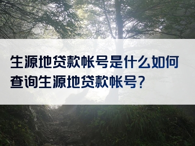 生源地贷款帐号是什么如何查询生源地贷款帐号？