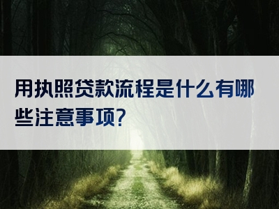 用执照贷款流程是什么有哪些注意事项？