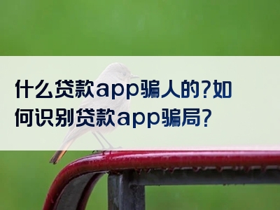 什么贷款app骗人的？如何识别贷款app骗局？