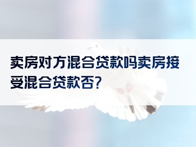 卖房对方混合贷款吗卖房接受混合贷款否？