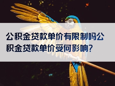 公积金贷款单价有限制吗公积金贷款单价受何影响？