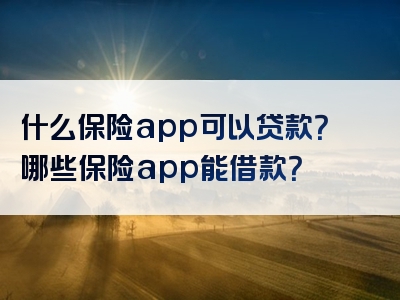 什么保险app可以贷款？哪些保险app能借款？