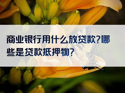 商业银行用什么放贷款？哪些是贷款抵押物？