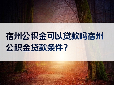 宿州公积金可以贷款吗宿州公积金贷款条件？