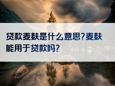 贷款麦麸是什么意思？麦麸能用于贷款吗？