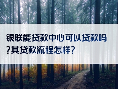 银联能贷款中心可以贷款吗？其贷款流程怎样？