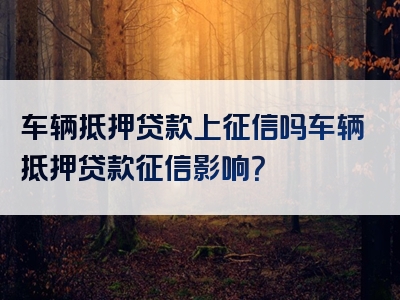 车辆抵押贷款上征信吗车辆抵押贷款征信影响？