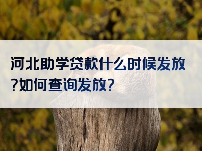 河北助学贷款什么时候发放？如何查询发放？