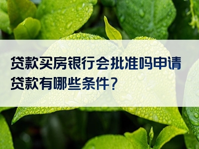 贷款买房银行会批准吗申请贷款有哪些条件？