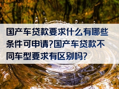 国产车贷款要求什么有哪些条件可申请？国产车贷款不同车型要求有区别吗？