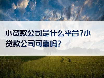 小贷款公司是什么平台？小贷款公司可靠吗？