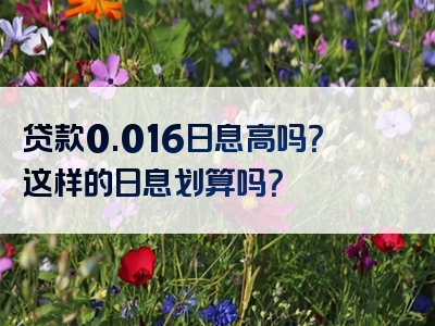 贷款0.016日息高吗？这样的日息划算吗？