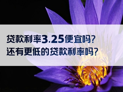 贷款利率3.25便宜吗？还有更低的贷款利率吗？