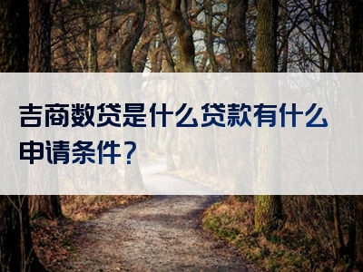 吉商数贷是什么贷款有什么申请条件？