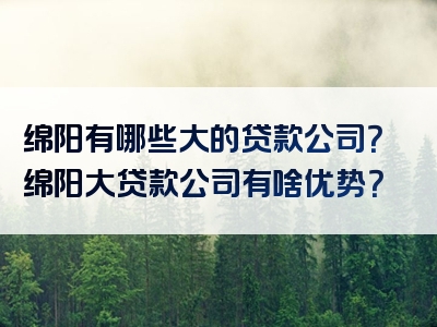 绵阳有哪些大的贷款公司？绵阳大贷款公司有啥优势？