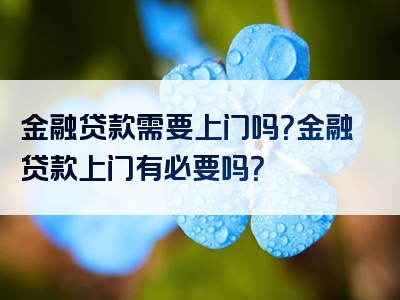 金融贷款需要上门吗？金融贷款上门有必要吗？