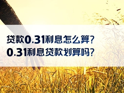 贷款0.31利息怎么算？0.31利息贷款划算吗？