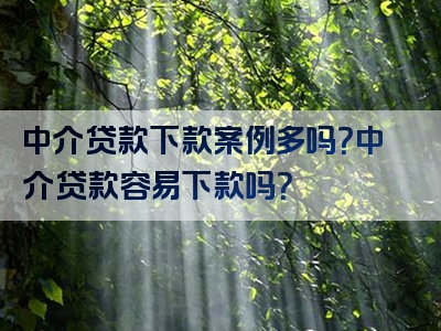 中介贷款下款案例多吗？中介贷款容易下款吗？