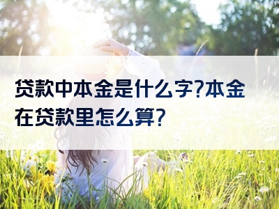 贷款中本金是什么字？本金在贷款里怎么算？