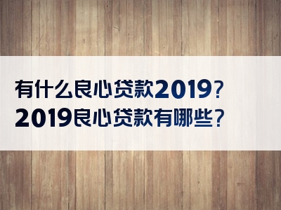 有什么良心贷款2019？2019良心贷款有哪些？