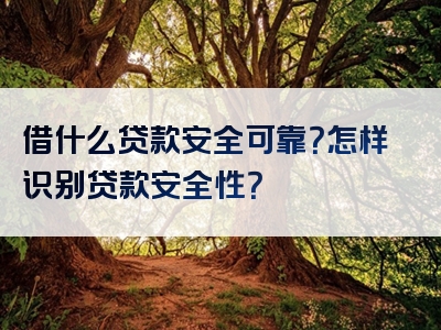 借什么贷款安全可靠？怎样识别贷款安全性？