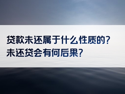 贷款未还属于什么性质的？未还贷会有何后果？