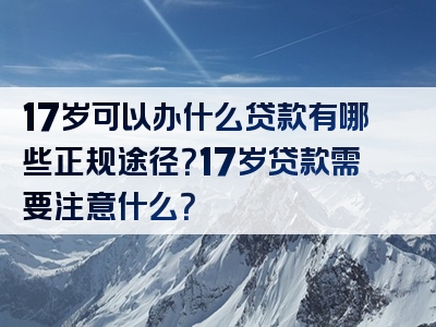 17岁可以办什么贷款有哪些正规途径？17岁贷款需要注意什么？