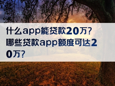 什么app能贷款20万？哪些贷款app额度可达20万？