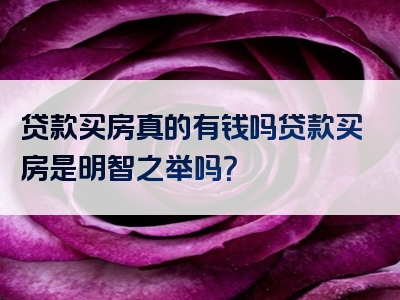 贷款买房真的有钱吗贷款买房是明智之举吗？