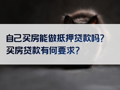 自己买房能做抵押贷款吗？买房贷款有何要求？