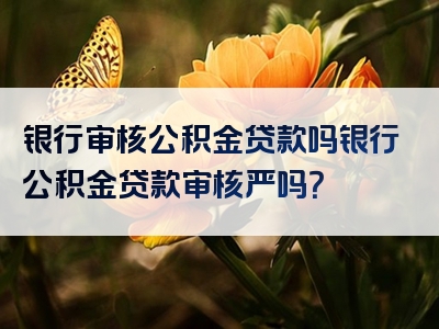 银行审核公积金贷款吗银行公积金贷款审核严吗？