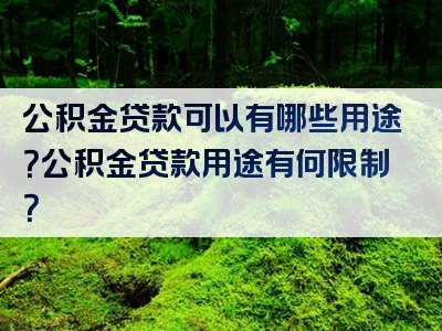 公积金贷款可以有哪些用途？公积金贷款用途有何限制？