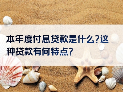 本年度付息贷款是什么？这种贷款有何特点？