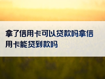 拿了信用卡可以贷款吗拿信用卡能贷到款吗