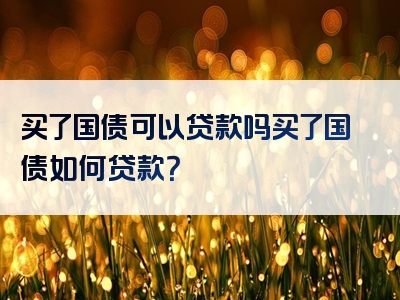 买了国债可以贷款吗买了国债如何贷款？