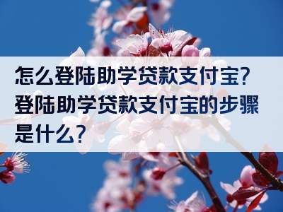 怎么登陆助学贷款支付宝？登陆助学贷款支付宝的步骤是什么？