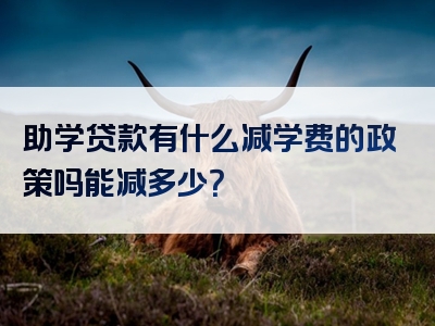 助学贷款有什么减学费的政策吗能减多少？