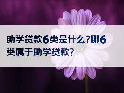 助学贷款6类是什么？哪6类属于助学贷款？