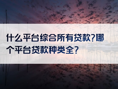 什么平台综合所有贷款？哪个平台贷款种类全？