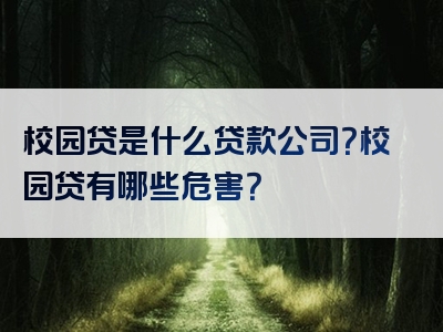 校园贷是什么贷款公司？校园贷有哪些危害？