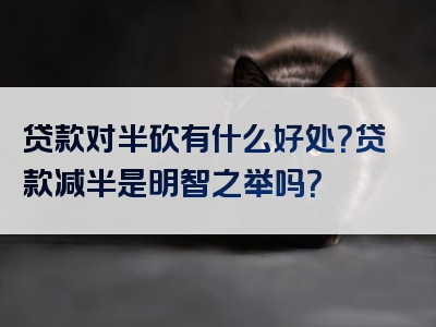 贷款对半砍有什么好处？贷款减半是明智之举吗？