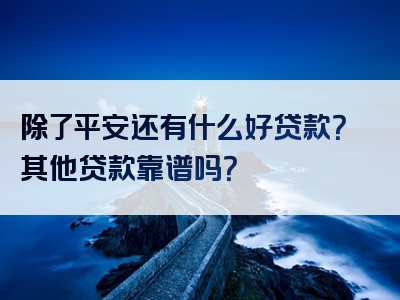 除了平安还有什么好贷款？其他贷款靠谱吗？