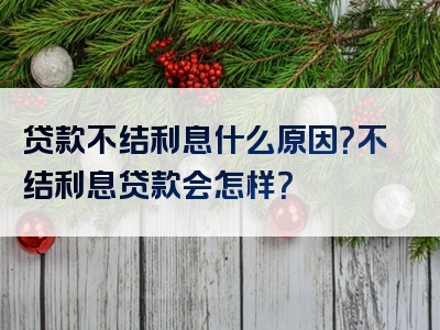 贷款不结利息什么原因？不结利息贷款会怎样？