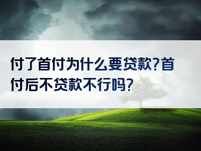 付了首付为什么要贷款？首付后不贷款不行吗？